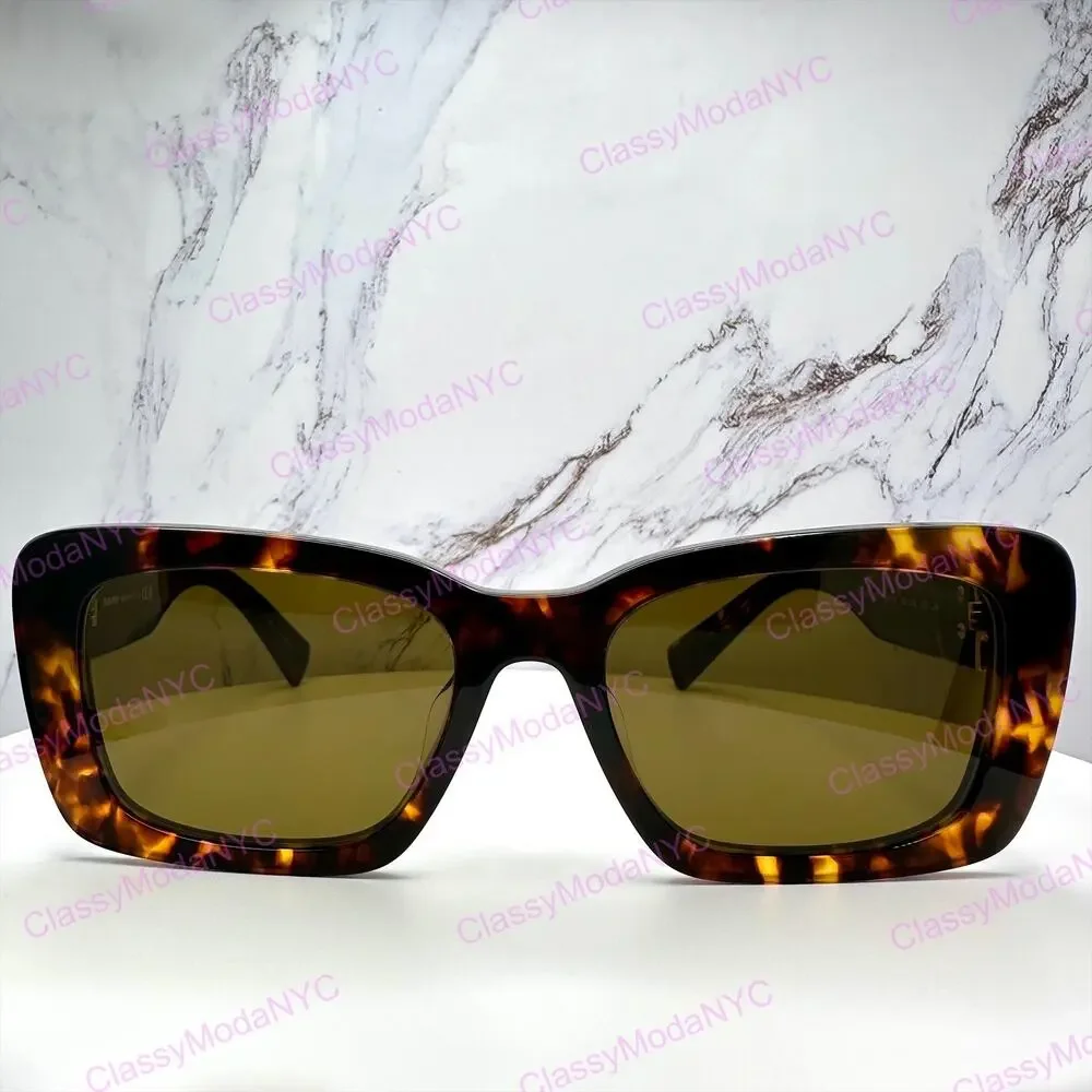 New MIU MIU Sunglasses Brown Tortoise Acetate Gold Metal Logo Italy Authentic